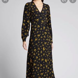 Ganni maxi long sleeve wrap dress size 36